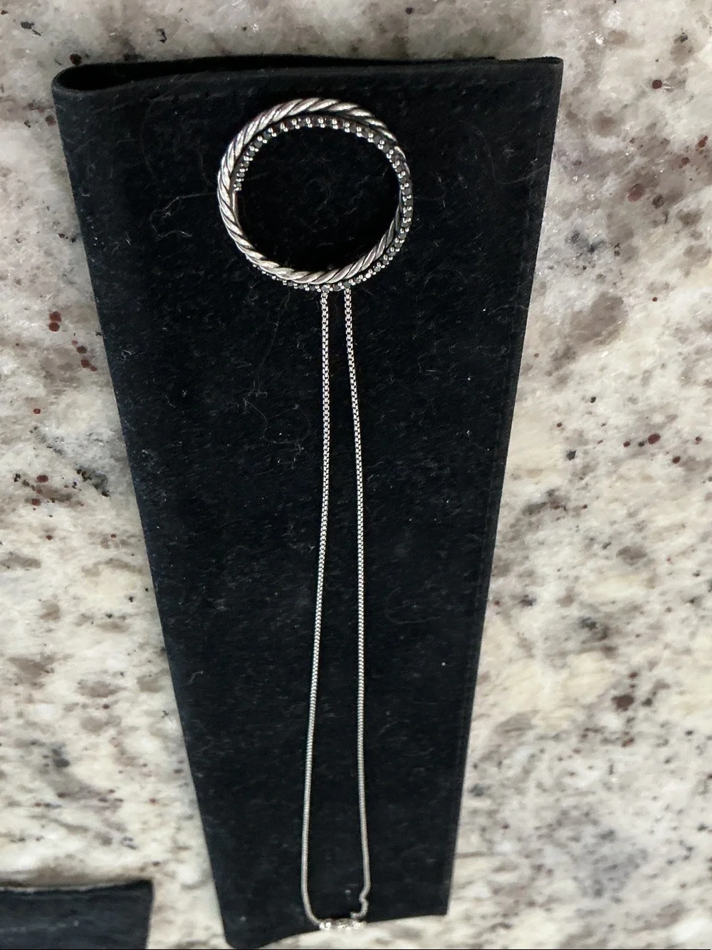 David Yurman Silver Double-Rope Circle Pendant Necklace